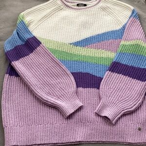 NWT XL Olsen pastel multi color crew neck pullover sweater
